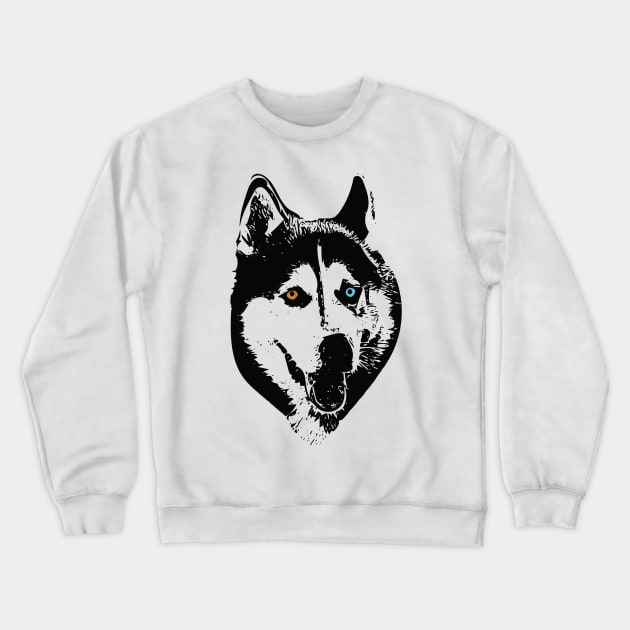 Siberian Husky Face Design Crewneck Sweatshirt by DoggyStyles